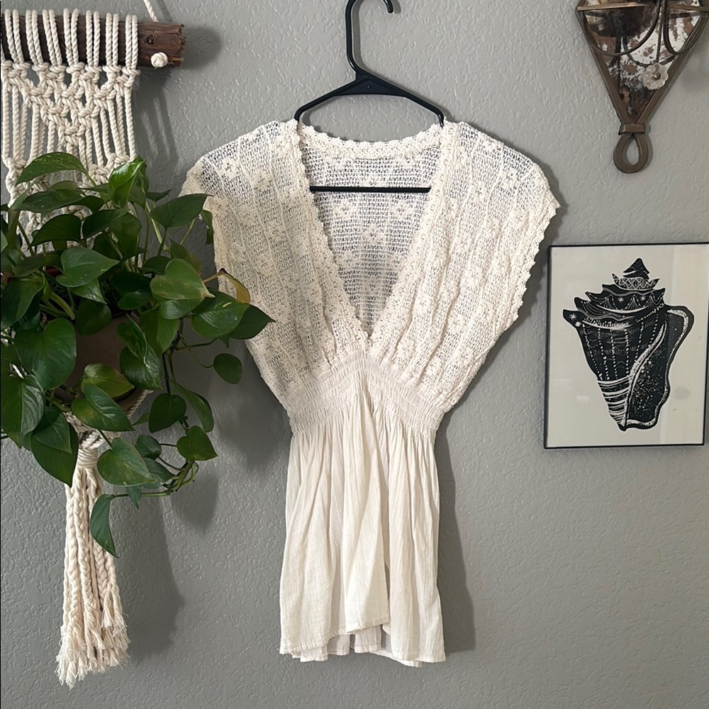Vintage Boho Crochet Lace Top